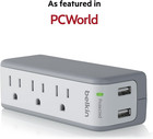 Belkin Wall Mount Surge Protector - 3 Ac Multi Outlets   2 Usb Ports - Flat Rota