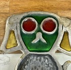 Vintage Cast Iron Ashtray trinket Dish spoon Rest Stained Glass Dog 5 5    Retro