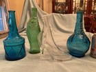 4 Bottles drum   Bugle emerald Fish high Heel ball   Claw Bitters Wheaton Glass