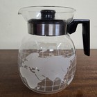 Vintage 70s Nestle Nescafe World Globe Glass Carafe Coffee Pot W  Lid   Sticker