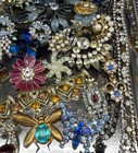 Vintage Broken Costume Jewelry Lot Rhinestone Repair Harvest Scrap Brooch  