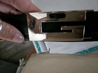 Vintage 90s Square Gucci G Logo Buckle Reversible Blk brwn Leather Belt 