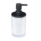 Ribbed Glass Metal Soap Pump Dispenser Bathroom Kitchen Decor Modern Vintage New