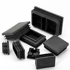 Black Square   Rectangle Plastic End Caps Blanking Plugs Tube Inserts Chair Feet