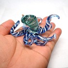 Glass Octopus Figurine Blue Aquarium Ocean Decoration Miniature Hand Blown