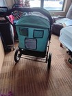Pet Stroller Dog   Cat Cage 3-wheel Travel Folding Carrier - Green 