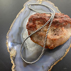 Navajo Pearl Beads 3 Mm Sterling Silver Necklace 18  For Women