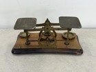 Vintage Brass Postal Balance Scale W  Weights Warranted Accurate Made In England