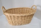 Vtg  Oval Wicker Basket W side Handles  Farmhouse gathering gift Basket  15x10x6
