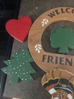 Vintage Farmhouse Primitive Wood Cut Holiday Cut Outs Welcome Friends Wood Decor