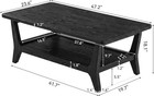 Black Solid Wood Coffee Table Modern 2-tier Accent Center Table For Living Room