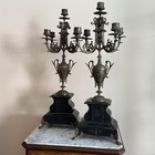 Pair Of Antique French Marble Candelabra Bronze