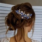 Bride Wedding Hair Comb Silver Leaf Bridal Hair Accessories Rhinestone Party    