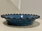 Renee Altman Studio Blue Ceramic Pie Plate 11    Signed 2002 Scalloped Handmade