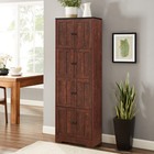 Tall Storage Cabinet With 8 Doors And 4 Shelves  Wall Storage Cabinet  White