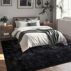 Soft Black 4x6 Area Rug Plush Shaggy Non-slip Carpet For Bedroom   Living Room