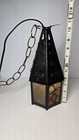 Vintage Glass Swag Lamp Mcm Hanging Chain Plug In Electric