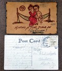 Antique Us Postcards  1906 Leather  1908 Comic  Lot Of 2  Usa Used Novelty Cards