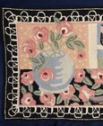 Vtg Claire Murray Victorian Rose Cat Hand Hooked Wool Rug Floral 35 X 24