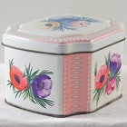Vintage Tin Poppy Flower Empty Metal Can Box Container Hinged Lid Made England