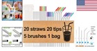 20 Pack  Stainless Steel Straws With Silicone Tips   Travel Case - Eco-friendly