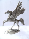 Pewter Winged Horse Figure Mystical Pegasus W Crystal Ball