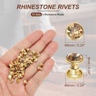 6mm Leather Rivets  70 Sets Rhinestone Studs Rivet  Dark Yellow Gold Tone