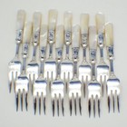 Ornate Three Tine Forks Set Of 12 Silverplate Mother Of Pearl Sterling Silver