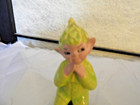 Vintage Pottery Pixie Elf Green Kneeling Praying Ceramic Figurine 3 5  Gilner 