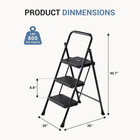 3-step Folding Ladder Lightweight Step Stool Anti-slip Pedals Handgrip 800 Lbs