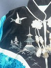 Vintage Turquoise Traditional Japanese Kimono Embroidered Floral Tassel Distress