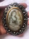 18th C Ladies Cut Steel Opal Glass Buckels Portrait Miniature Boy Cock Fight Pr
