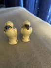 2 Vtg  White And Gold Pair Pelican Birds Salt Pepper Shakers Box 16  23