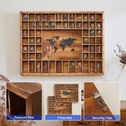 Large World Map Shot Glass Display Case 60 Slots 34 X 26   Rustic Brown Wood    