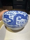 Beautiful Antique Chinese Porcelain Blue And White Dragon With Clouds Qing