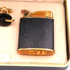 Vintage Rare 50s - Evans - Black Leather Wrapped Lighter Cuff Links Tie Clasp 