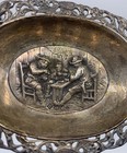 Dutch Sterling Silver Repousse Hallmarked Ashtray Tavern Bar Scene Poker Vintage