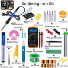 Soldering Iron Kit 60w Adjustable Temperature Digital Multimeter 5pcs Soldering