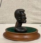 Vintage Hand Carved African Elder Ebony Wood Sculpture Statue Bust 4 5  T