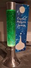 Vintage Crystal In Motion 15  Glitter Lamp Green Twinkle Light Chrome Base W Box