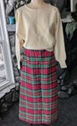 Vtg Loomtogs Christmas Holiday Maxi Long Skirt Quilted Plaid Taffeta Sz 11 12