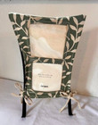 Pier 1 One Imports Double Photo Holder Green Beige Leaf Pattern Blk Metal Base