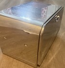 Vintage Beauty Box Lincoln Bread Box White W  Chrome Finish   Cutting Board Mcm