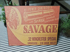 Primitive Antique Vintage Style Deer Savage Gun Ammo Hunting Advertising Sign