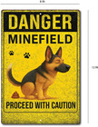 Funny Dog Poop Tin Sign        danger Minefield Proceed With Caution    Yard Plaque