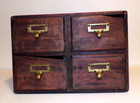 Vintage 4 Drawer Wood Card Catalog Index File Cabinet Dark Dovetailed Apothecary