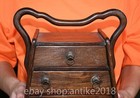 12 6  Old Chinese Rosewood Carving Dynasty Palace Portable Drawer Cabinet