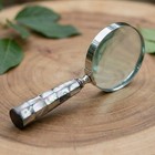 Vintage Magnifying Glass With 10x Lens Mother Of Pearl Handle Brass Frame Han   
