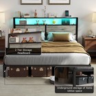Bed Frame King Size Metal Platform With Storage Headboard And Charging Station