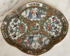 Reduced Antique Chinese Porcelain Rose Medallion Tray Scalloped Rare